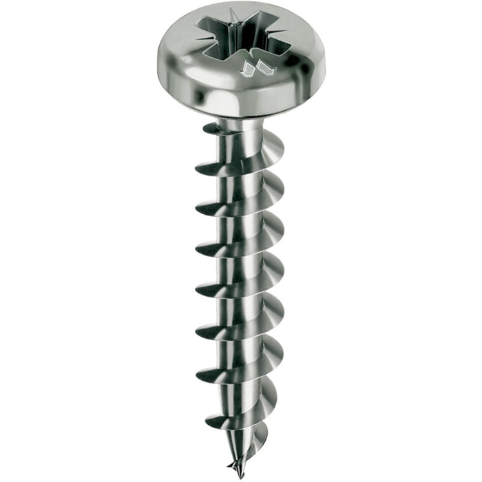 Vis MUSTAD Panelvit Chromiting - Tête cylindrique - PZ2 - Filetage total - Ø3.5x16mm - Boite de 500 - PVACZC350160C8C