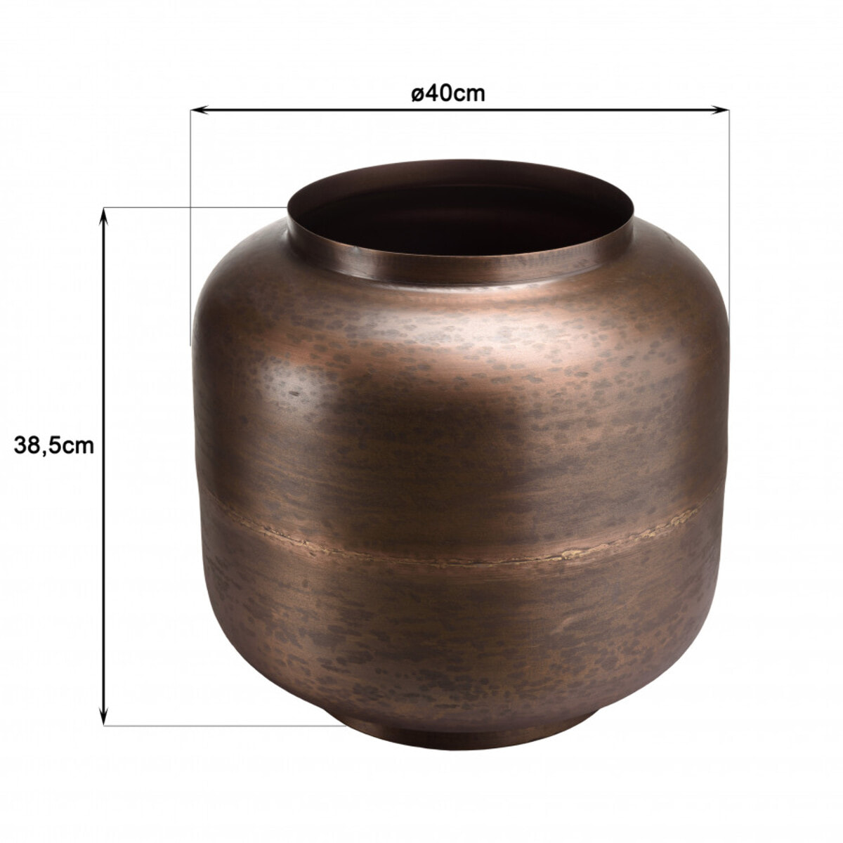 JONAS - Vase largeur 40cm hauteur 38.5cm acier couleur bronze cuivré