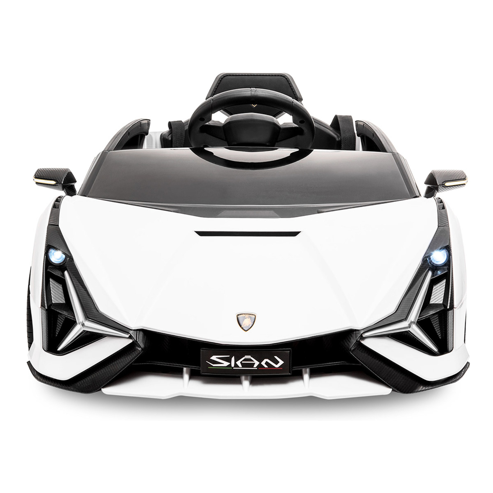 PLAYKIN Coche de batería 12V niños 3-8 años Lamborghini Sian White mando control remoto