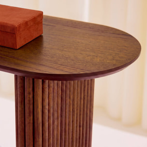 Console ovale bois d'hévéa placage chêne GABRIELLE