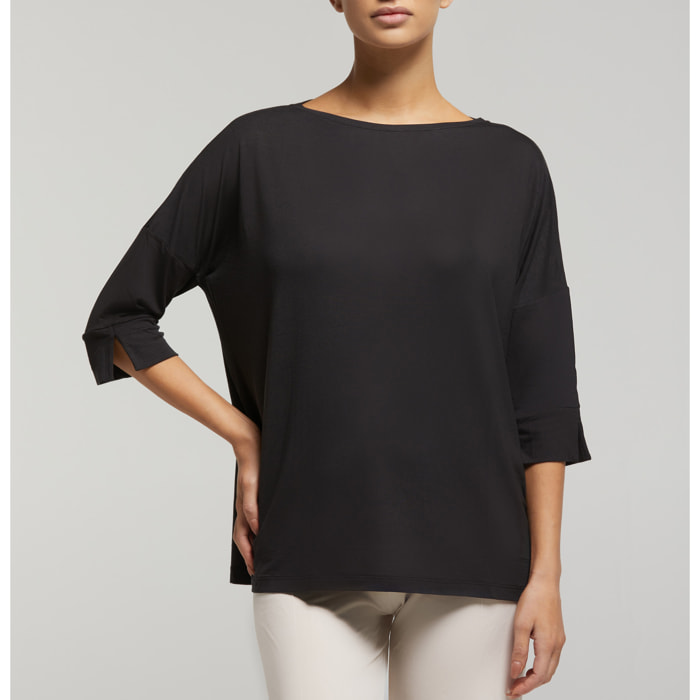 Maglia scollo barchetta in viscosa sostenibile vestibilità over