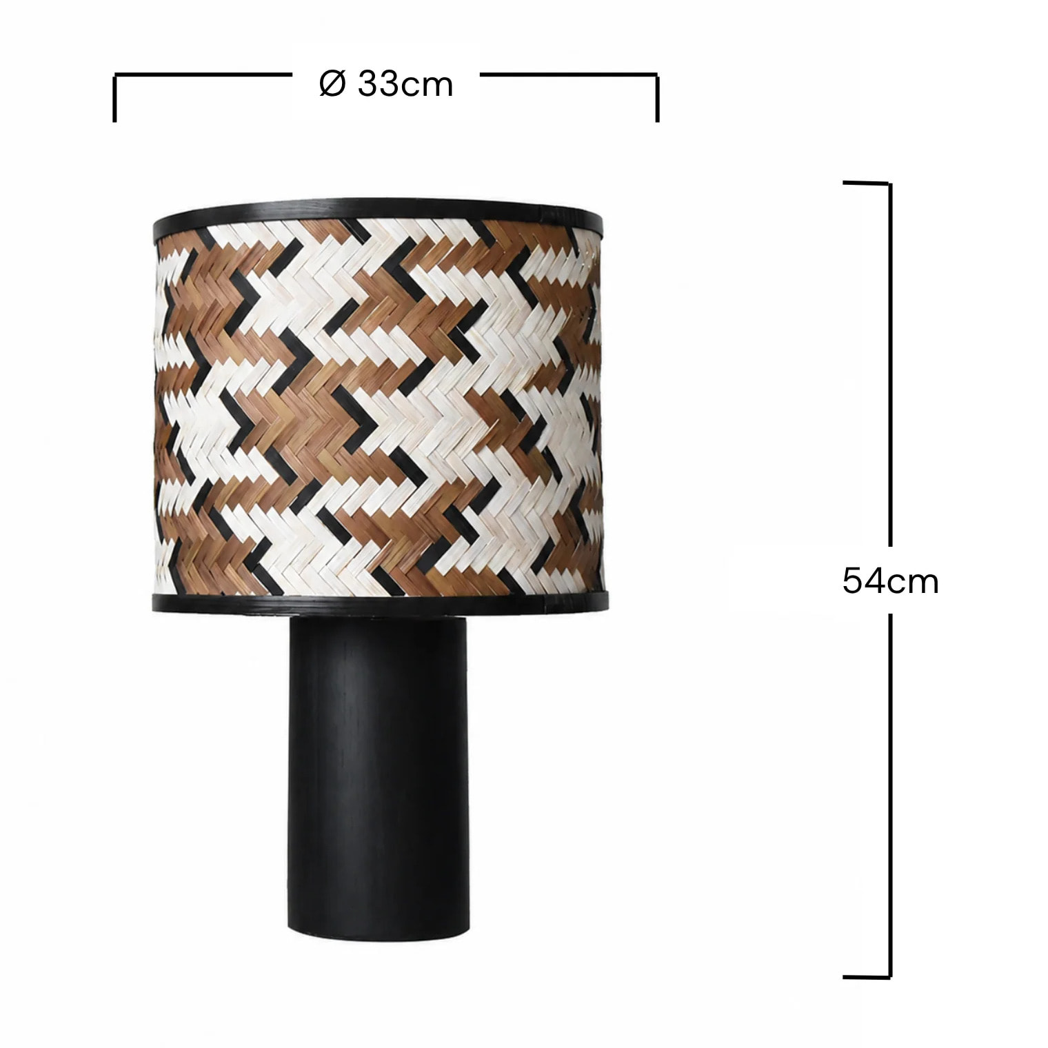 Grande lampe à poser en bois de chêne et bambou marron et noir - Phil