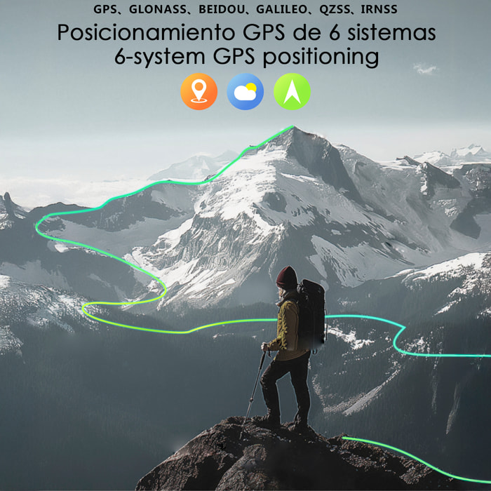 Smartwatch QX18, chiamate bluetooth, GPS + 4 sistemi di localizzazione, torcia, oltre 170 modalità sportive e monitor della salute.