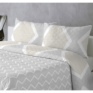 COLCHA ESTAMPADA REVERSIBLE AZURA DORADO