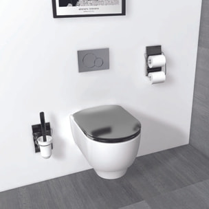 Abattant OLFA wood slim à descente assistée  - Effet métal - Gris anthracite