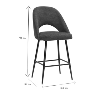 Tabourets de bar en tissu effet velours texturé bleu foncé H65 cm (lot de 2) COSETTE