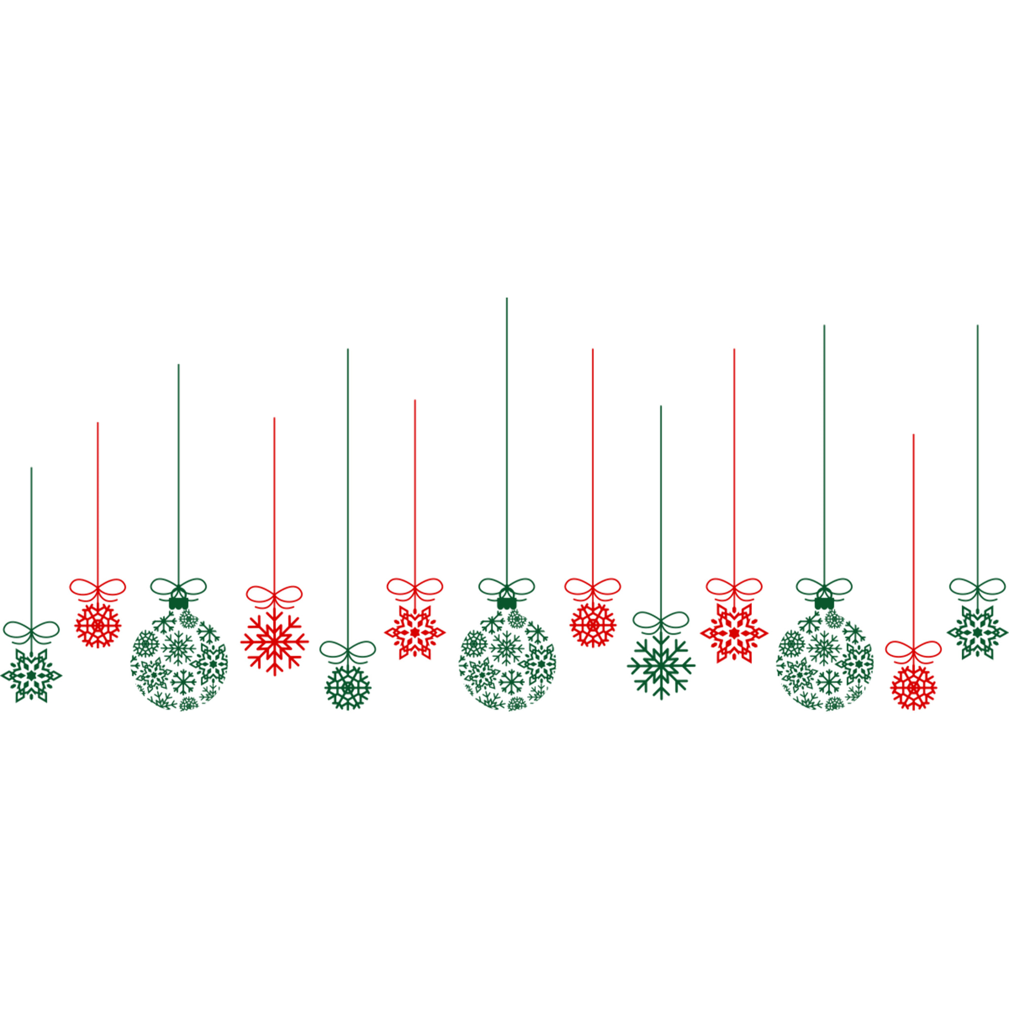 Sticker Noël guirlande boule de noël rouge et vert - Autocollants stickers adhésifs noël - décoration fêtes