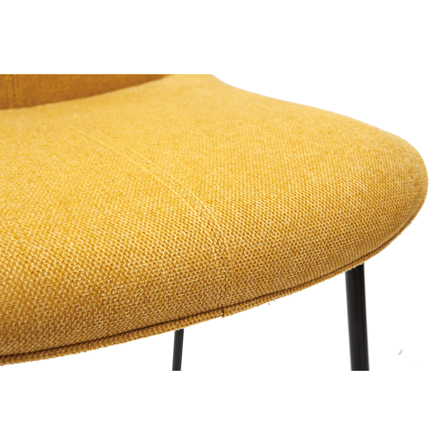 Tabourets de bar en tissu effet velours texturé jaune moutarde et métal H65 cm (lot de 2) BOOST