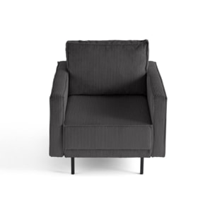 Charlie - fauteuil - pieds hauts - en velours côtelé - Gris foncé