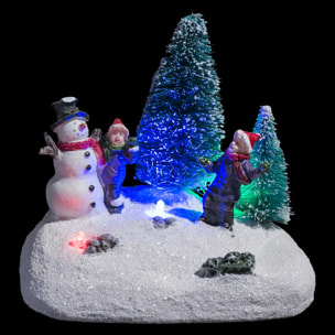 Sujet lumineux neige et sapin 6 LED assorti