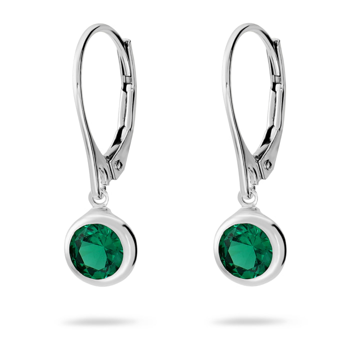 Orecchini Pendenti con Cubic Zirconia Verdi in Argento 925