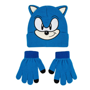 Set gorro y guantes infantil unisex "Sonic"