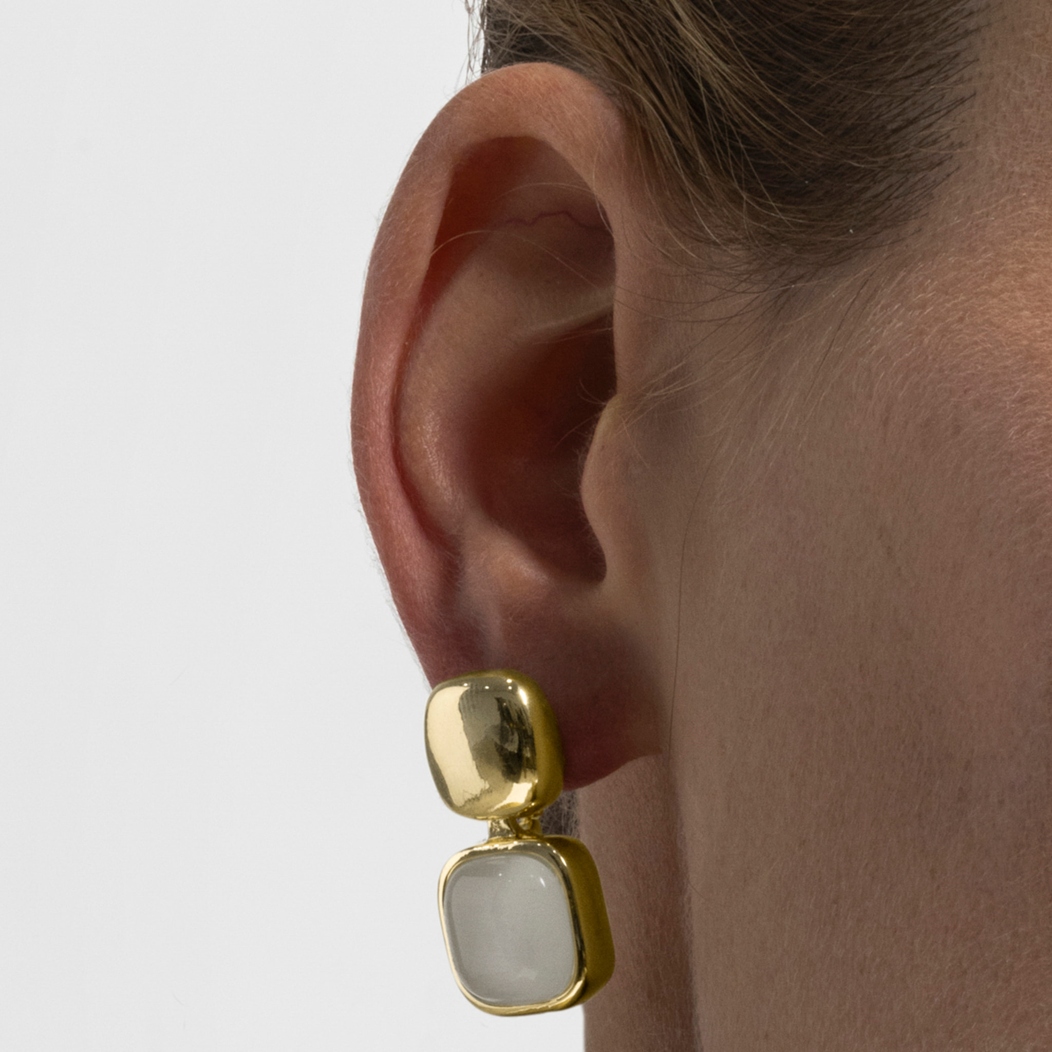 Pendientes con Ojo de Gato acabado oro 18k