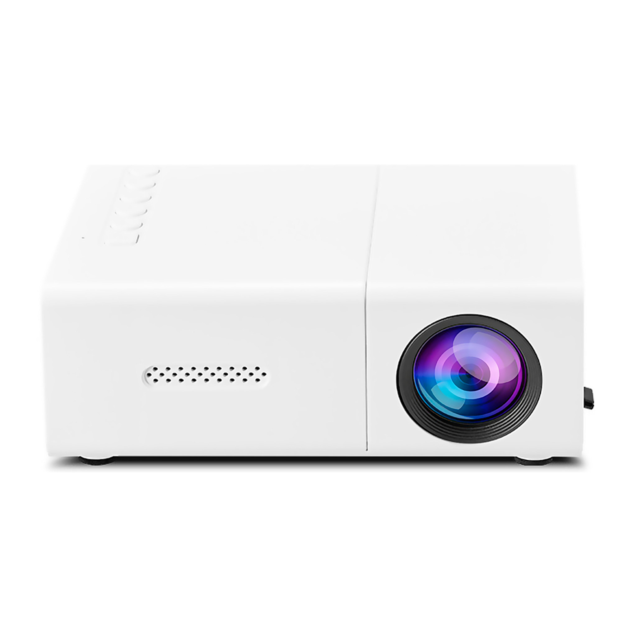 Mini proiettore LCD 1080 HD con telecomando 10 ANSI Lumens 10w. Duplicazione dello schermo via cavo.