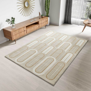 FLORA Alfombra geométrica con relieve en tonos beige, varias medidas disponibles