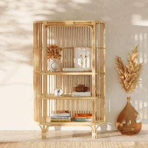 Bibliothèque en rotin naturel avec étagères - Marthe