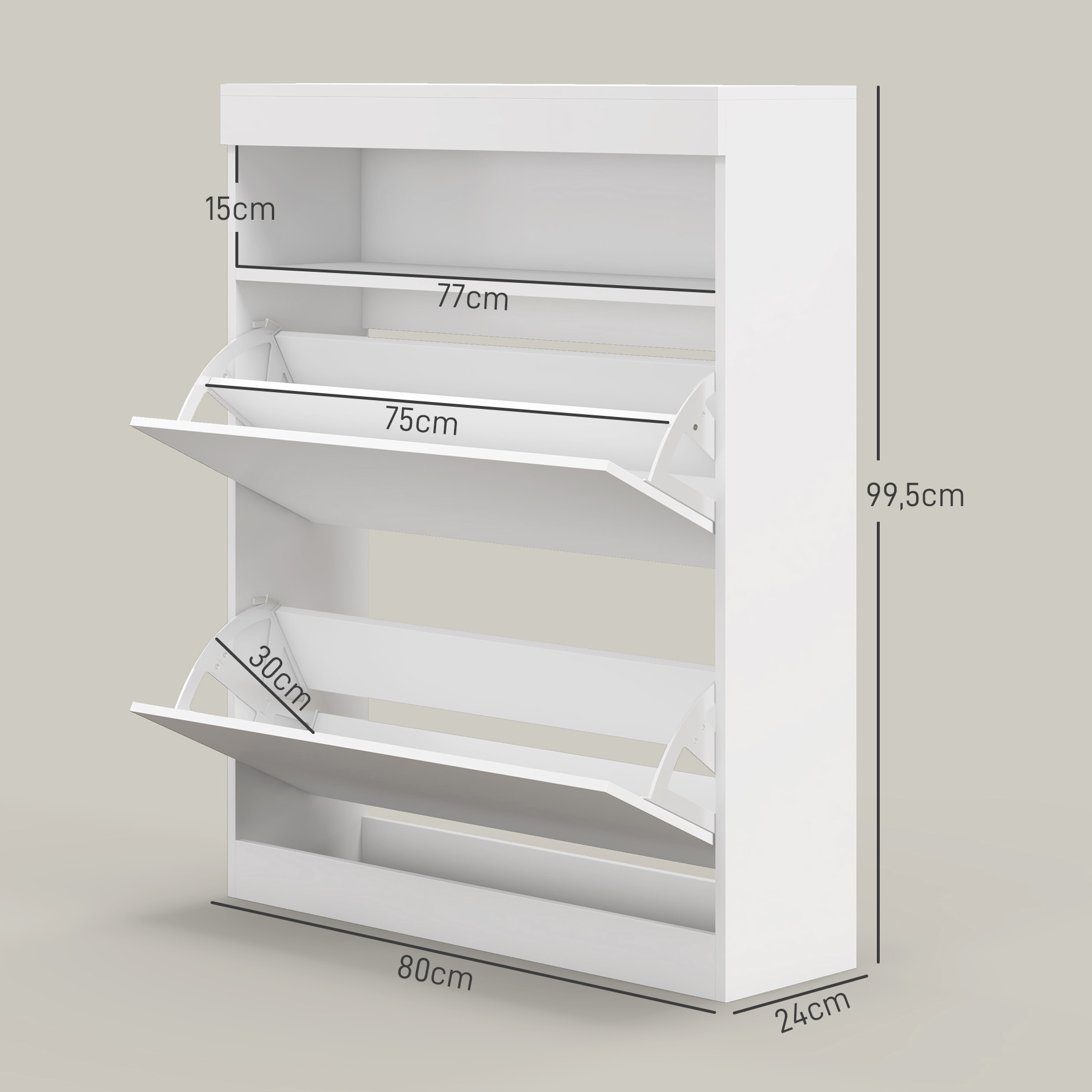 Mueble Zapatero de Recibidor Armario Zapatero Independiente o Pared con Luces LED Estante Abierto y 2 Cajones Abatibles para 12-16 Pares de Zapatos 80x24x99,5 cm Blanco Brillante