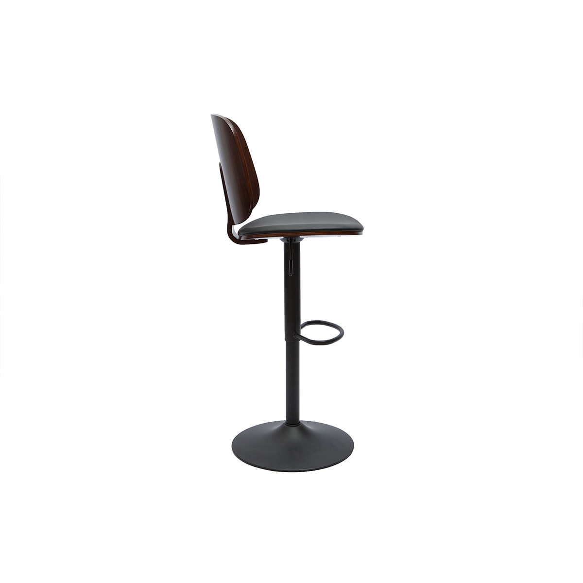 Tabouret de bar ajustable noir et noyer BECK