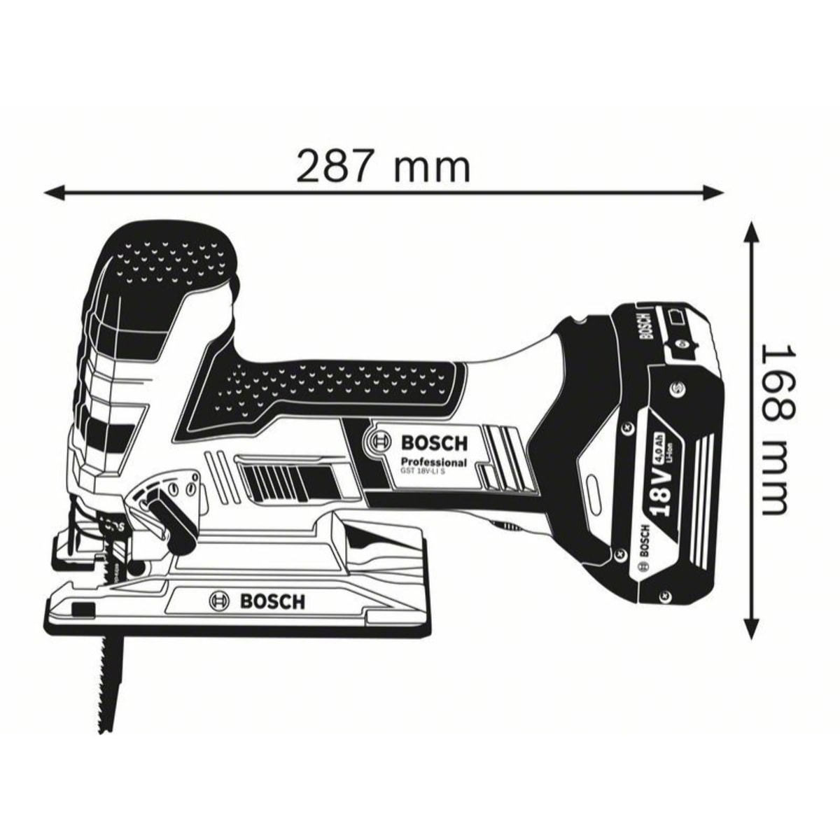 Scie sauteuse 18V 2 batteries 4.0Ah + chargeur + L-Boxx GST 18 V-LI S BOSCH - 06015A5107