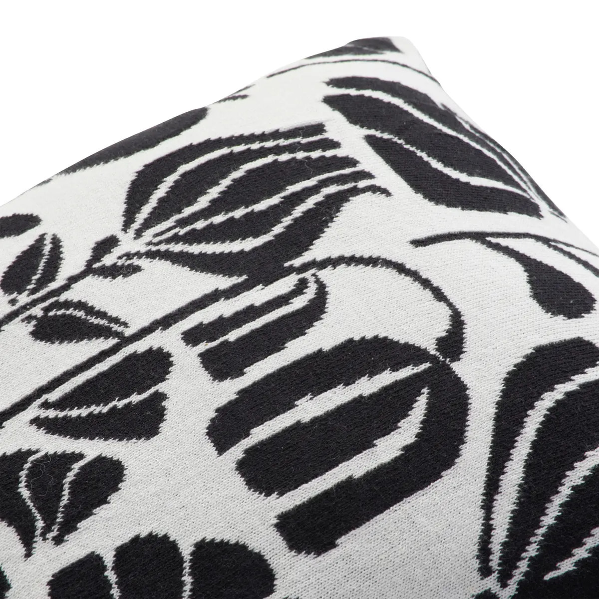 Coussin effet tricot "Twisted lime" noir & blanc 40x40cm