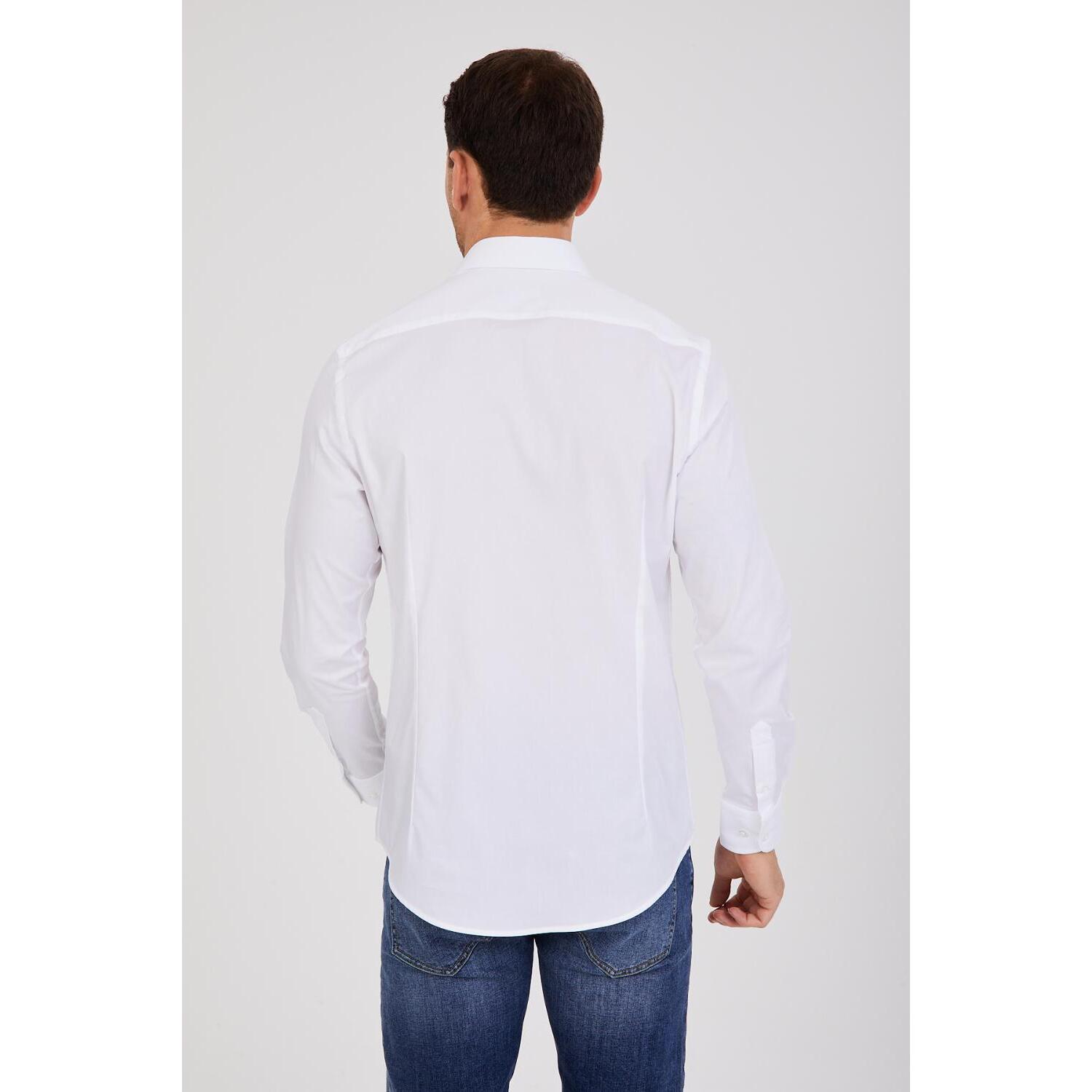 Camicia Uomo 1 Bottone Francese Slim Oxford unito Bianco