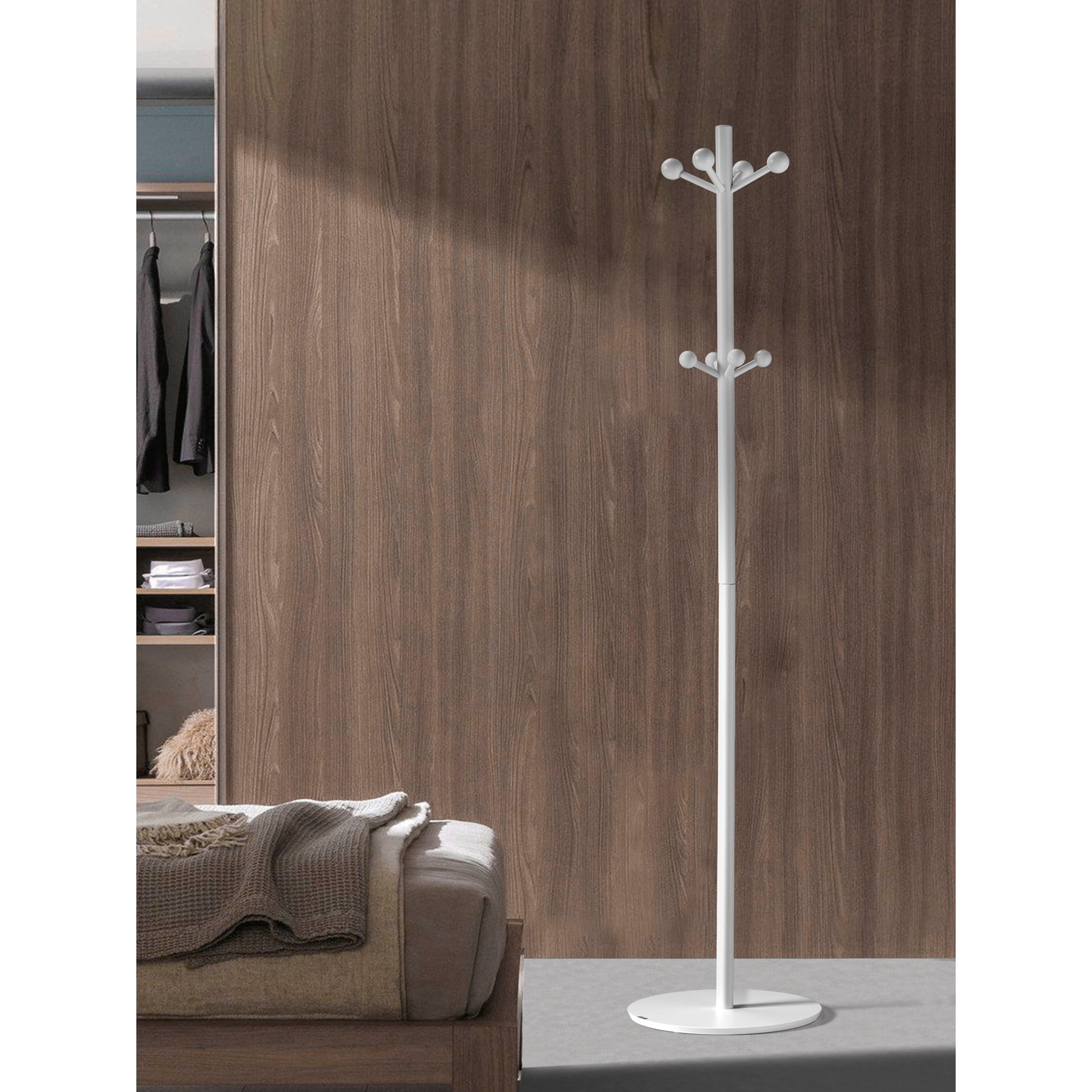 Perchero Unique madera haya blanco 182x37x37 cm