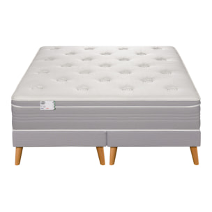 Ensemble L&rsquo,ELEGANT matelas H30 ressort ensachés, ferme, 2 sommiers