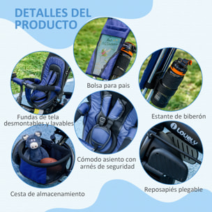 Triciclo para Bebés Triciclo Evolutivo para Niños con Toldo Plegable Mango de Empuje Telescópico y Desmontable Bolso para Mamá y Portabotellas 102x49x102 cm Azul Oscuro