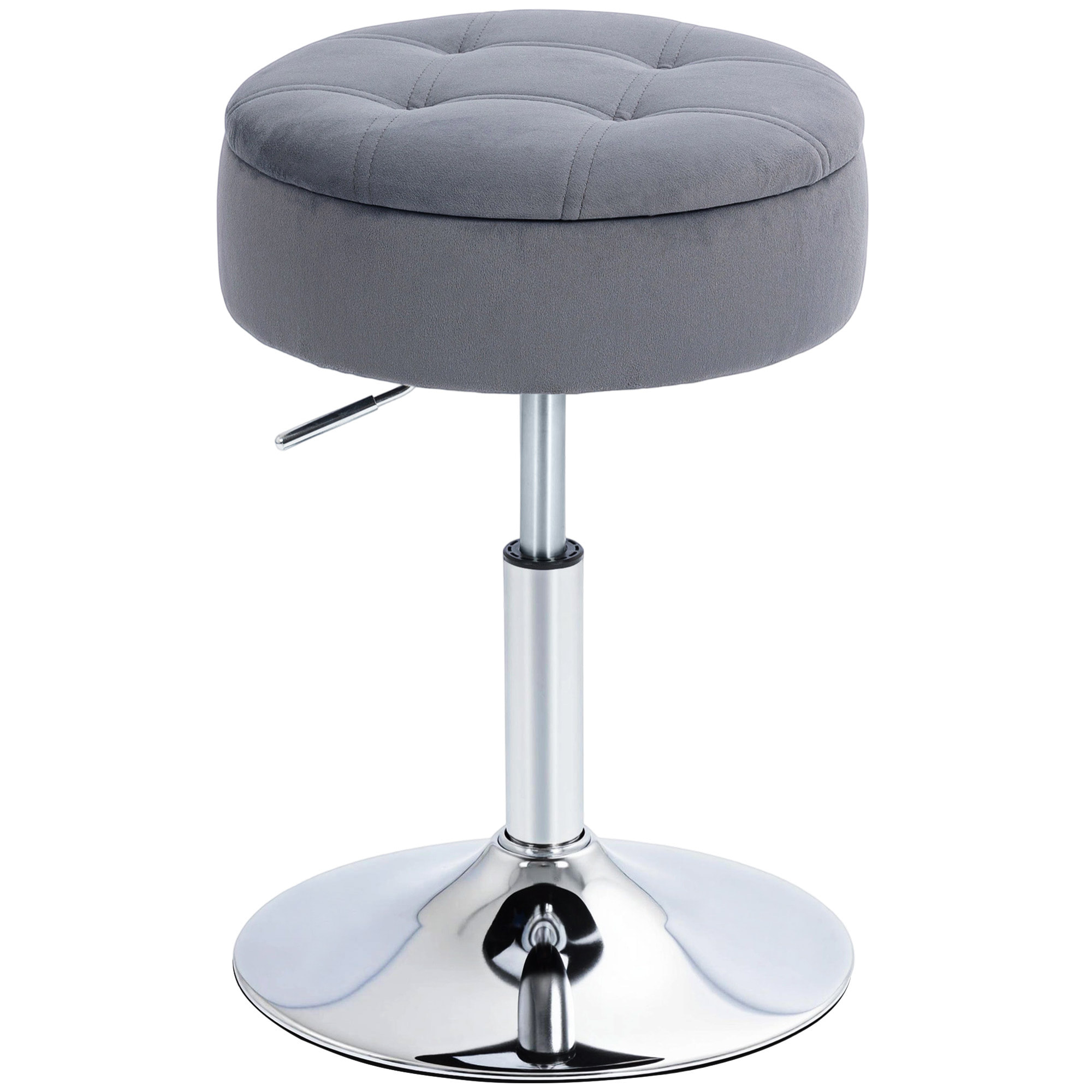 Tabouret de bar design velours acier chromé hauteur réglable H.49-65 cm gris
