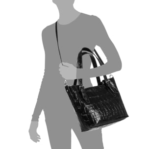 Arezzo Bolso tote Mujer.Piel auténtica Gamuza Grabado Cocodrilo Grande  Camoscio