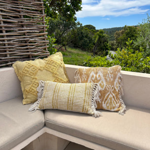 Coussin en coton jaune avec franges 45cm  CANDIDO