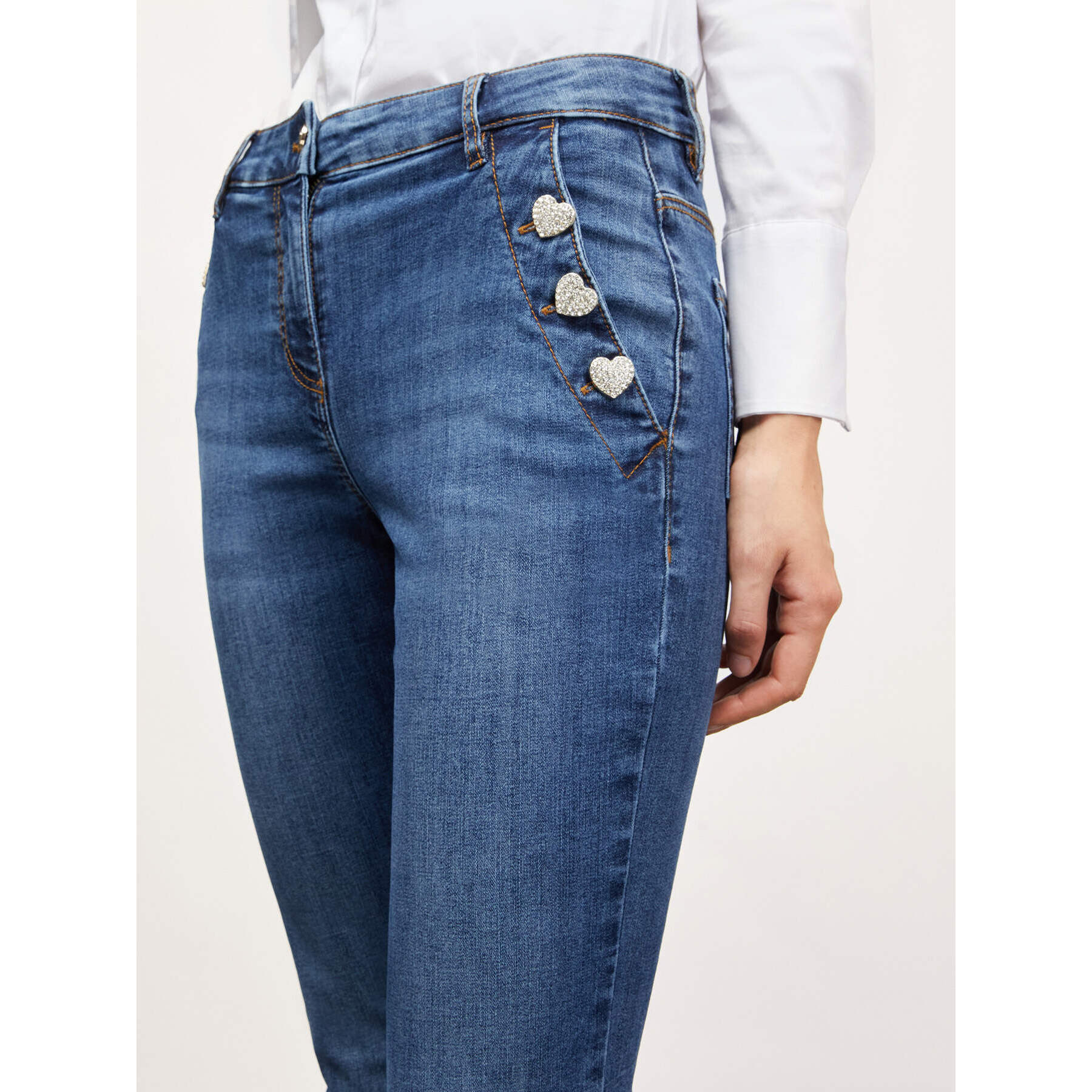 Motivi - Jeans skinny con motivo bottoni - Blu