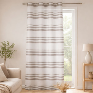 Voilage coloré rayures horizontales - Taupe