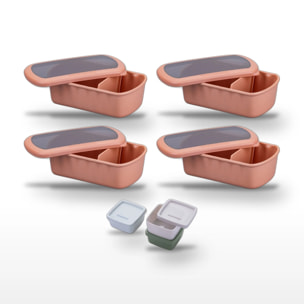 Lot de 4 Lunchbox Terracotta 1L et Set de 3 boîtes à sauce Fackelmann Storage