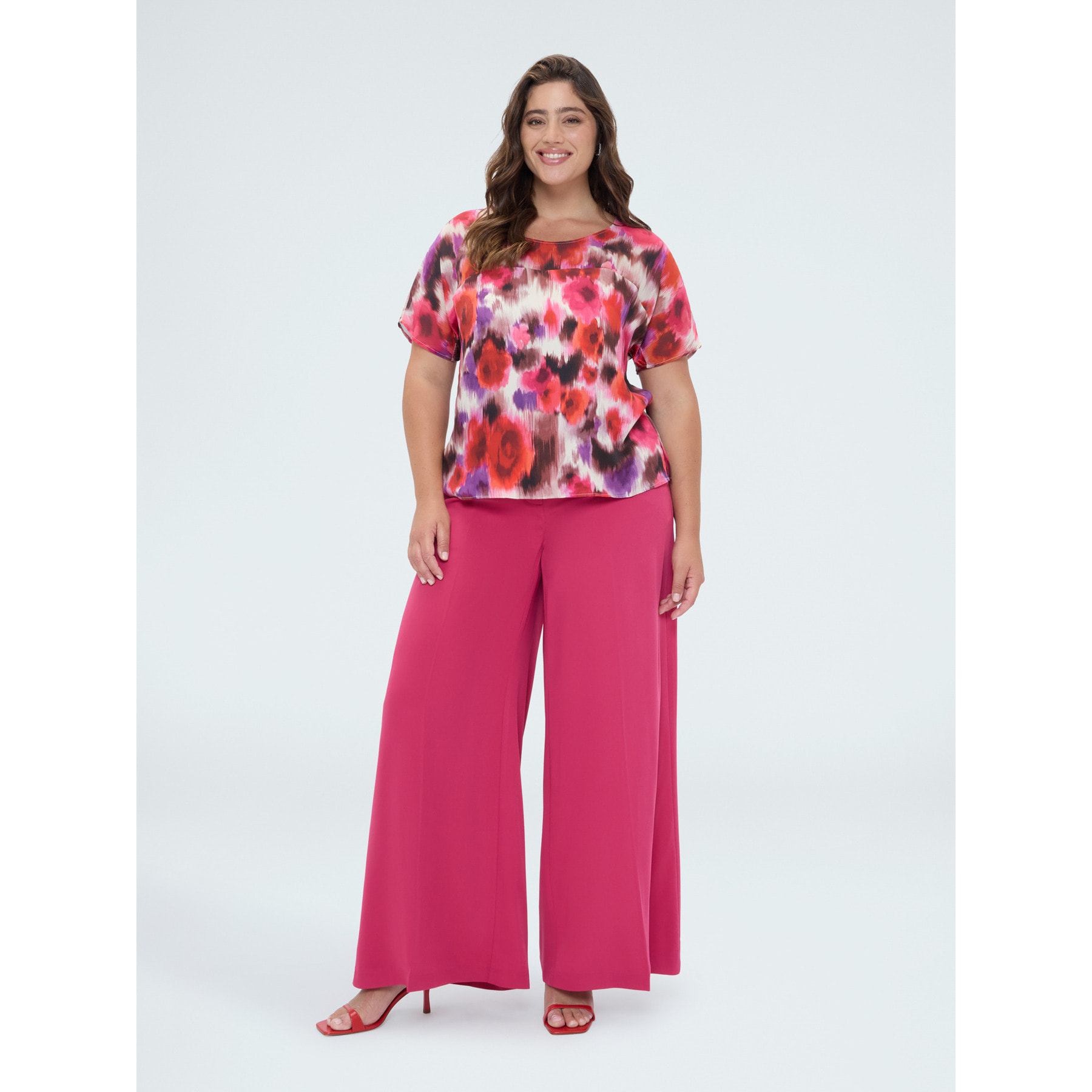 Fiorella Rubino - Blusa stampa floreale in viscosa - Fucsia