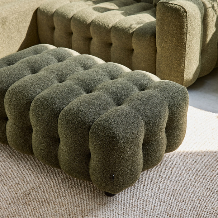 Pouf, repose-pieds pour canapé d'angle 3 places Leon bouclette texturée LEON