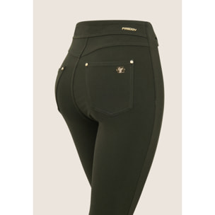 Pantaloni super skinny vita alta bande incrociate