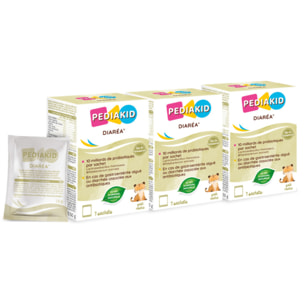 PEDIAKID - Diaréa - Pour les besoins nutritionnels en cas de gastroentérite aiguë ou diarrhée associée aux antibiotiques - Dès la naissance - Sachets de poudre à diluer - Goût neutre - Lot de 3