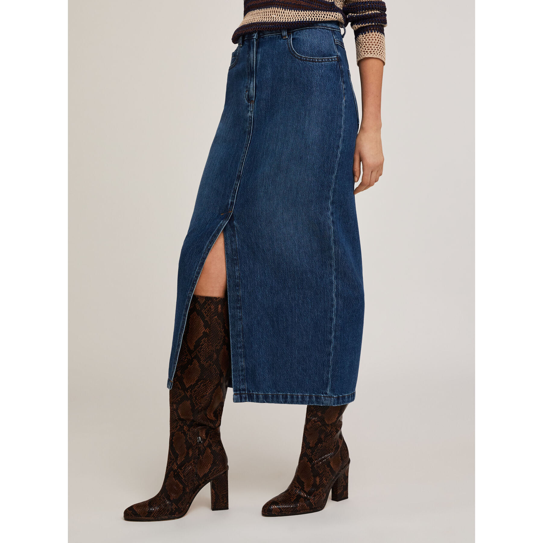 Motivi - Gonna longuette in denim - Blu
