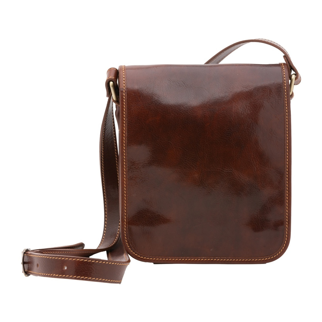 Borsa a tracolla uomo in vera pelle - Modello False - Made in Italy - 23.0 x 20.0 x 9.0 cm