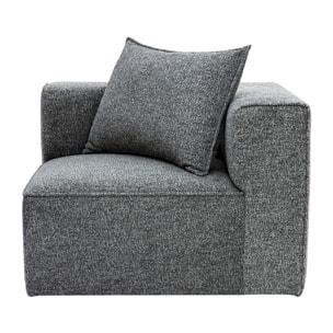 Module d'angle droit pour canapé en tissu chiné gris foncé KERRY