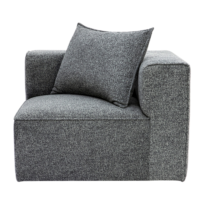 Module d'angle droit pour canapé en tissu chiné gris foncé KERRY