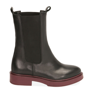 Chelsea boots neri in pelle, tacco 4 cm