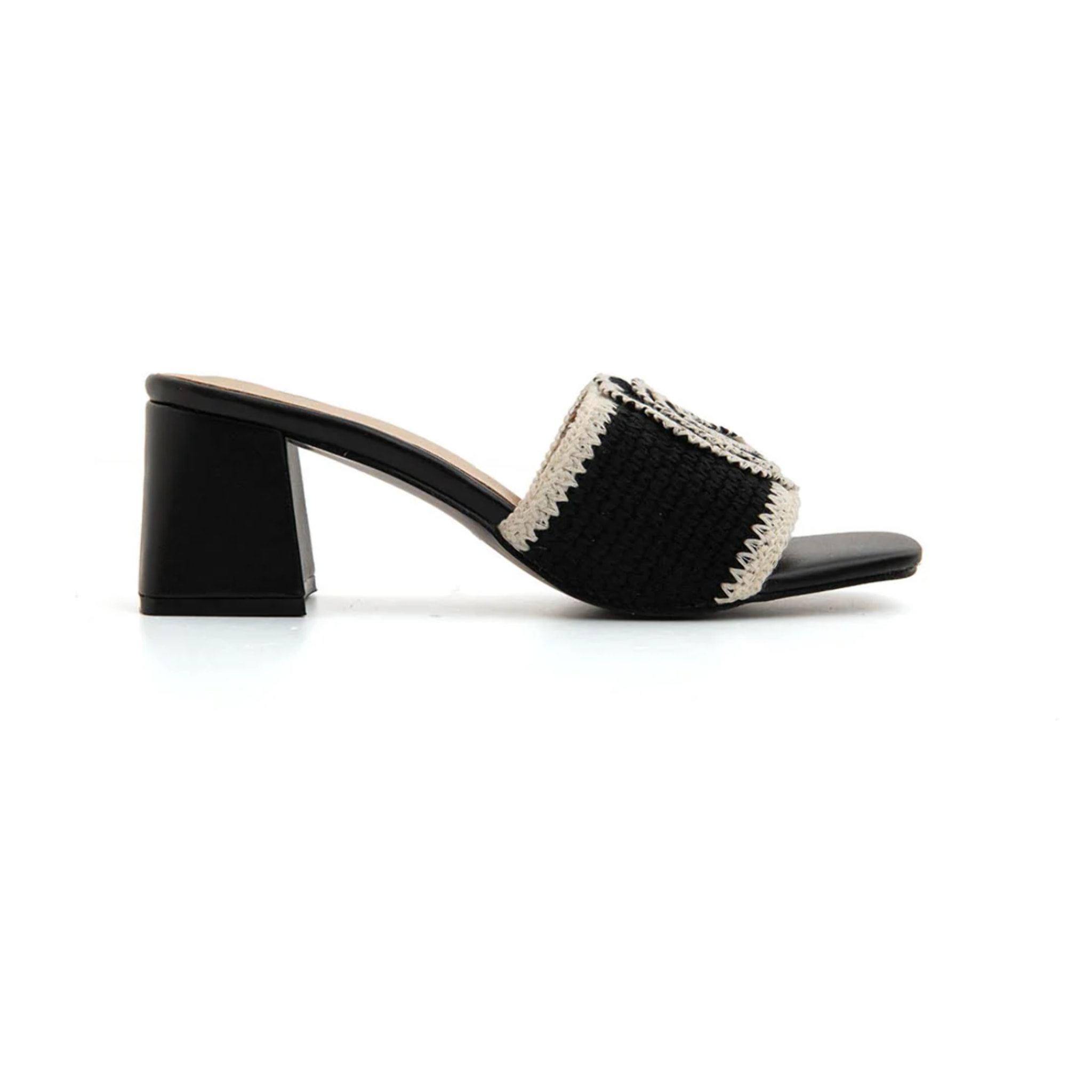 Sabot boho con fascia a uncinetto - NERO