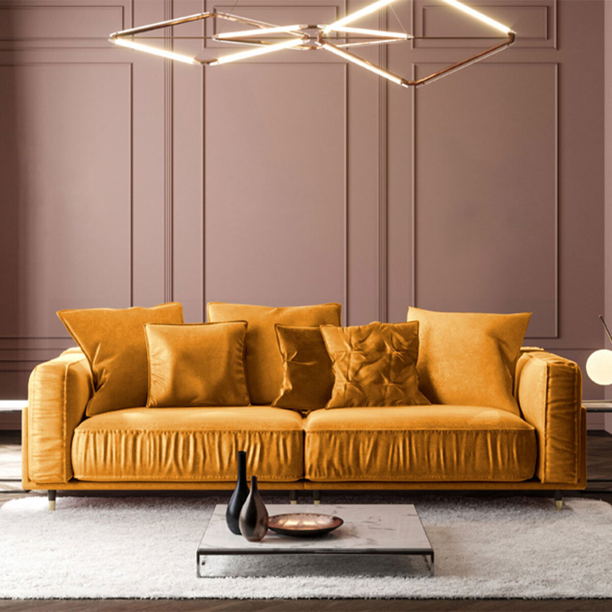 Canapé Velours Fiorenzo - 3 places