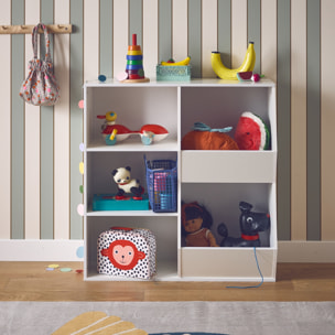 Meuble de rangement enfant 3 étagères 2 espaces de rangement TOBIAS