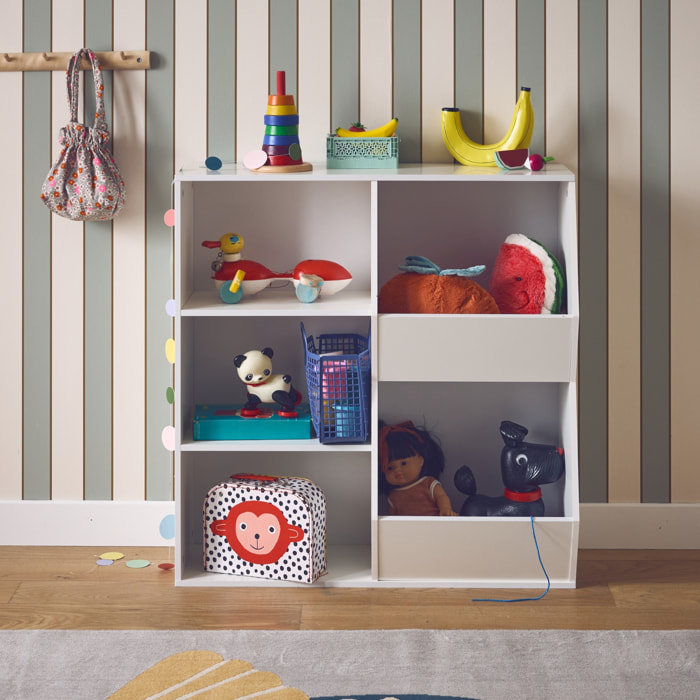 Meuble de rangement enfant 3 étagères 2 espaces de rangement TOBIAS
