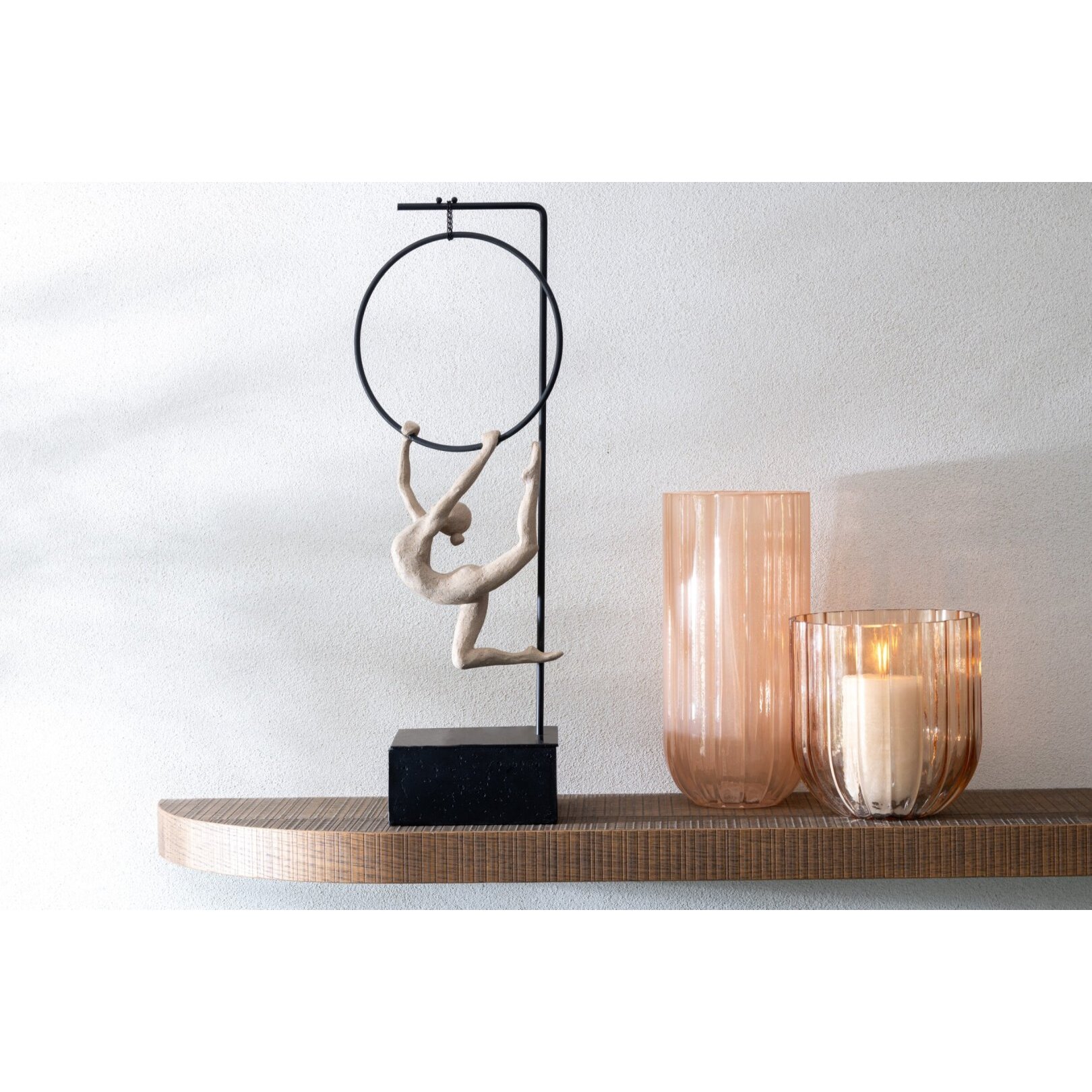 J-Line vase Yari Lignes - verre - transparent/pêche - small - Ø 15 cm