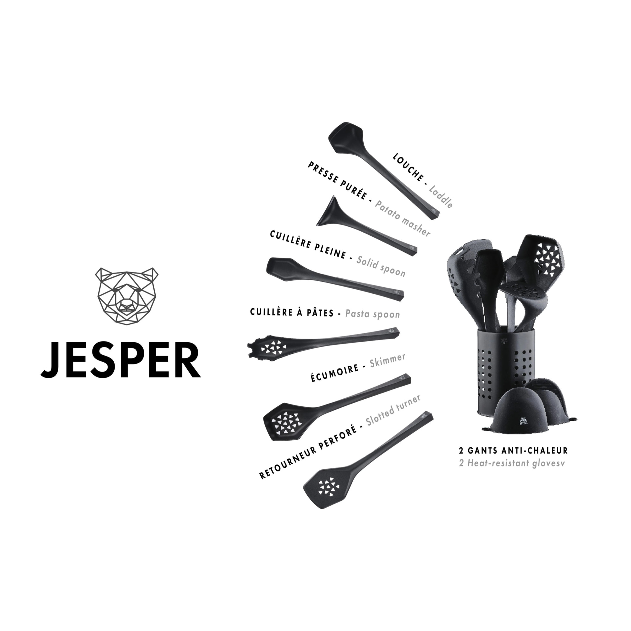 Set d'ustensiles de cuisine en thermoplastique JESPER - 9 pièces