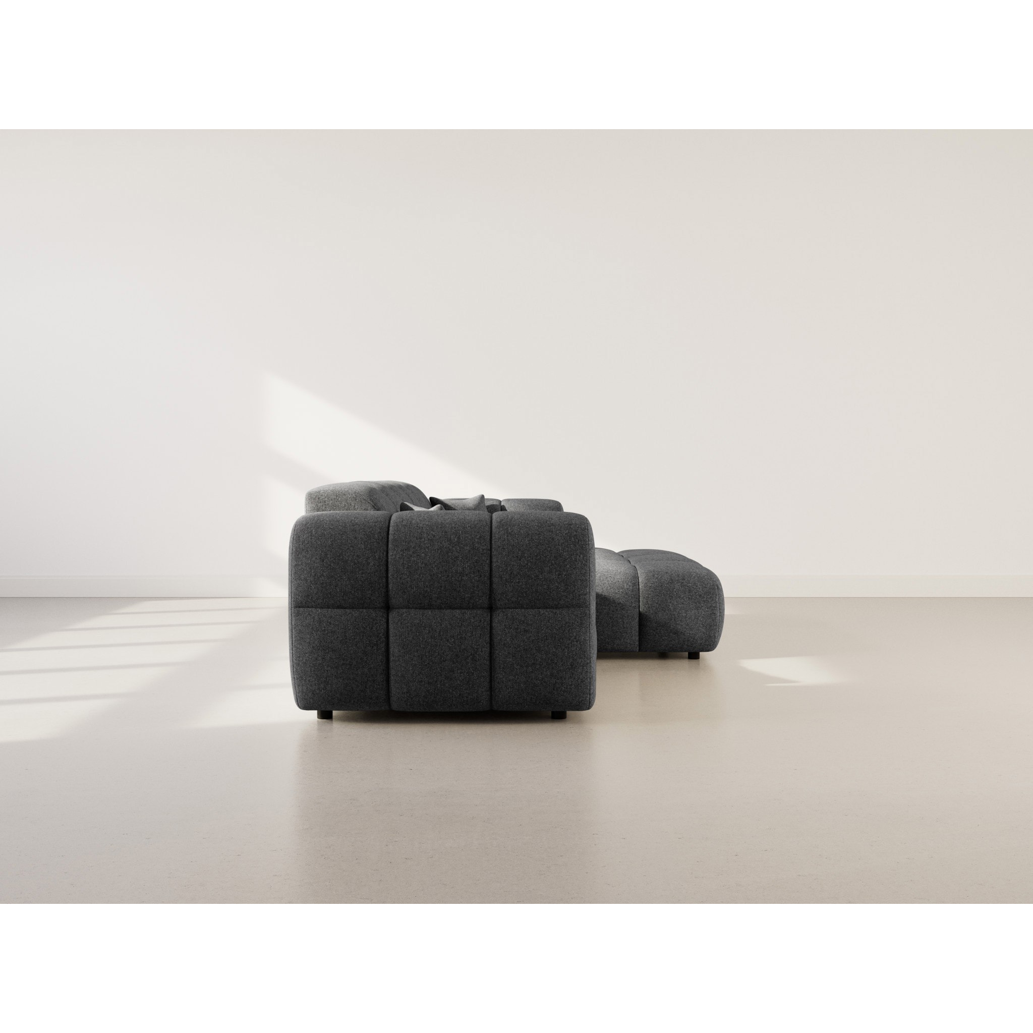 Mini Ray - Canapé d'angle droit 4 places en tissu texturé - Gris Anthracite